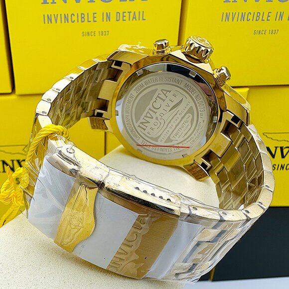 NEW Invicta Mens PRO DIVER SCUBA Chronograph Blue Dial 18Kt Gold Plated Watch - Picture 9 of 10